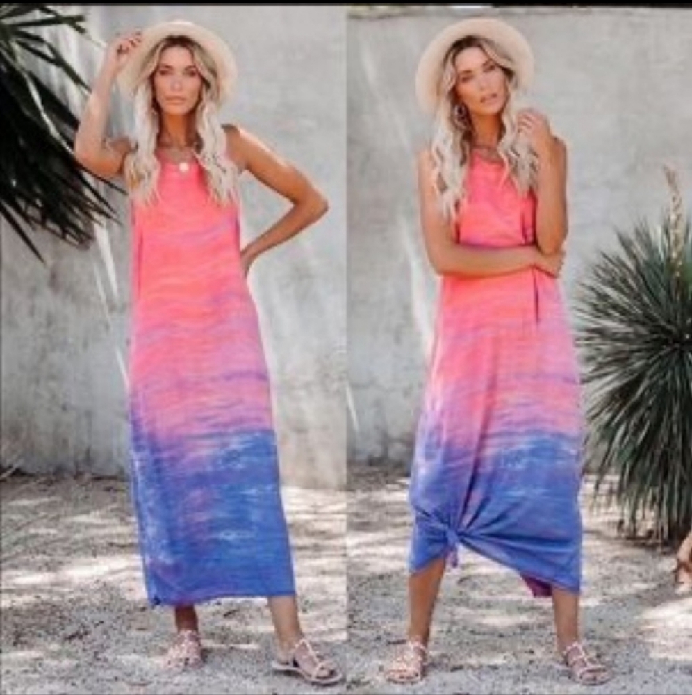 SAM & LAVI Sunset Soiree Ombre Maxi Dress Cover Up Size L